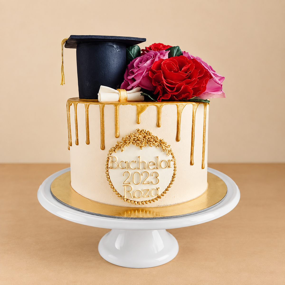 Caramel Drip Graduation Day Cake