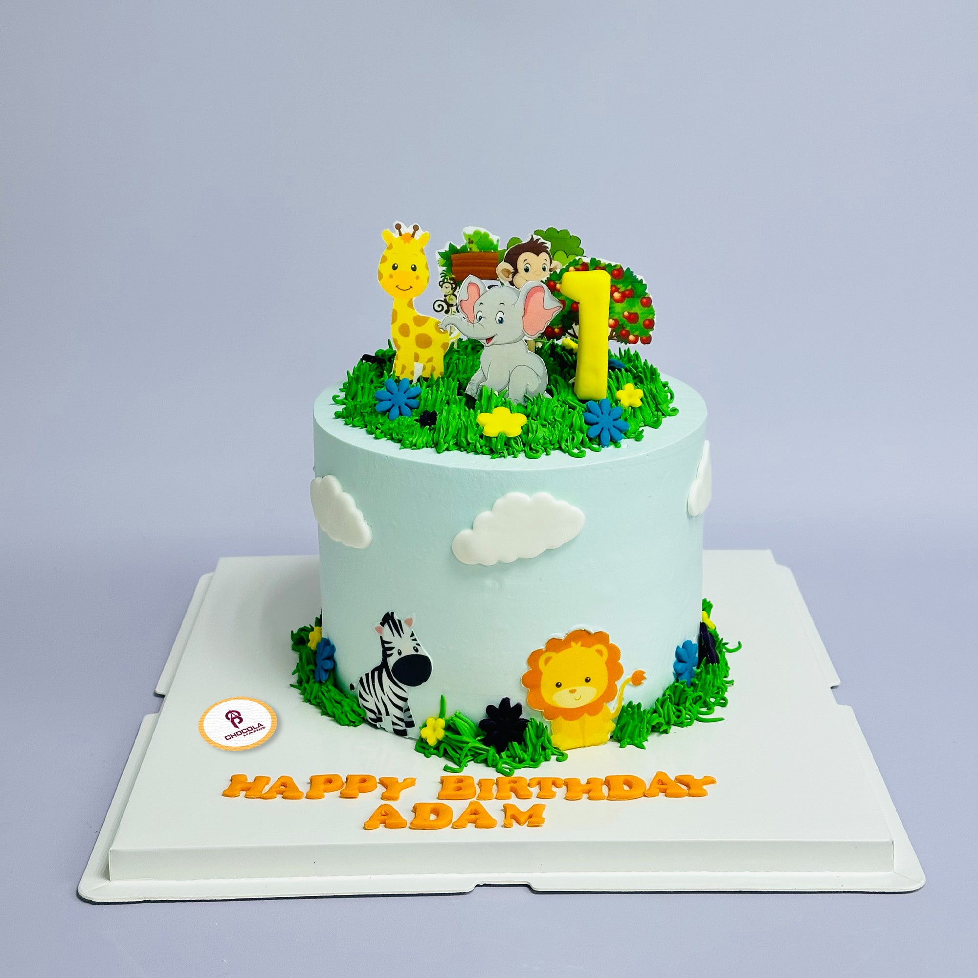 Jungle Theme 1 year Birthday Cake