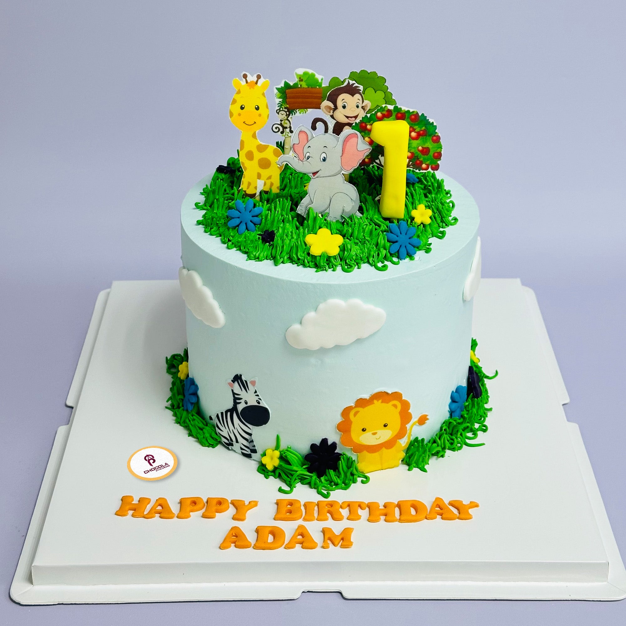 Jungle Theme 1 year Birthday Cake