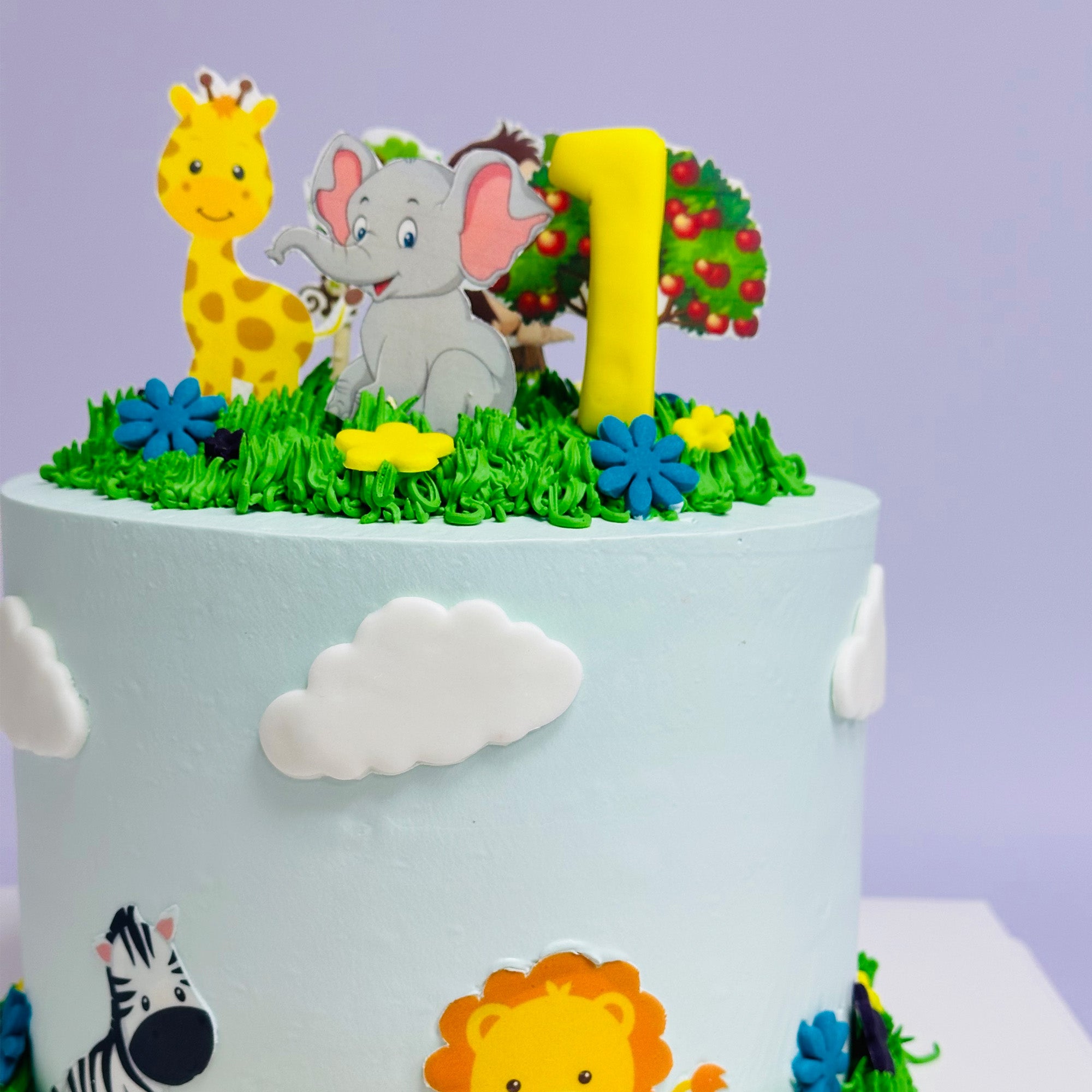 Jungle Theme 1 year Birthday Cake