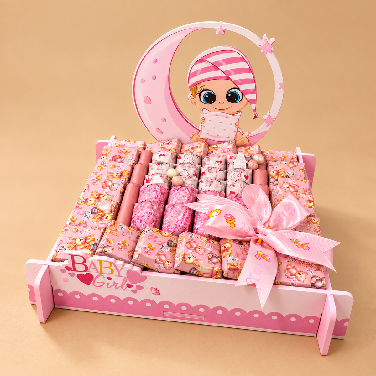 Baby Girl Moon Chocolate Tray