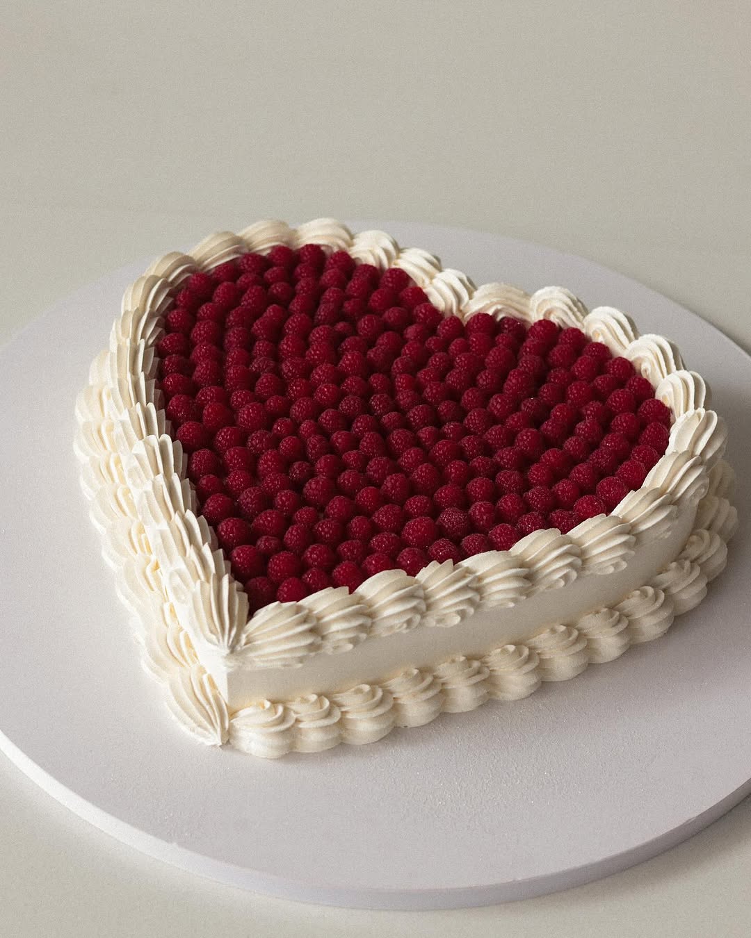 Heart Shaped fresh raspberries cake