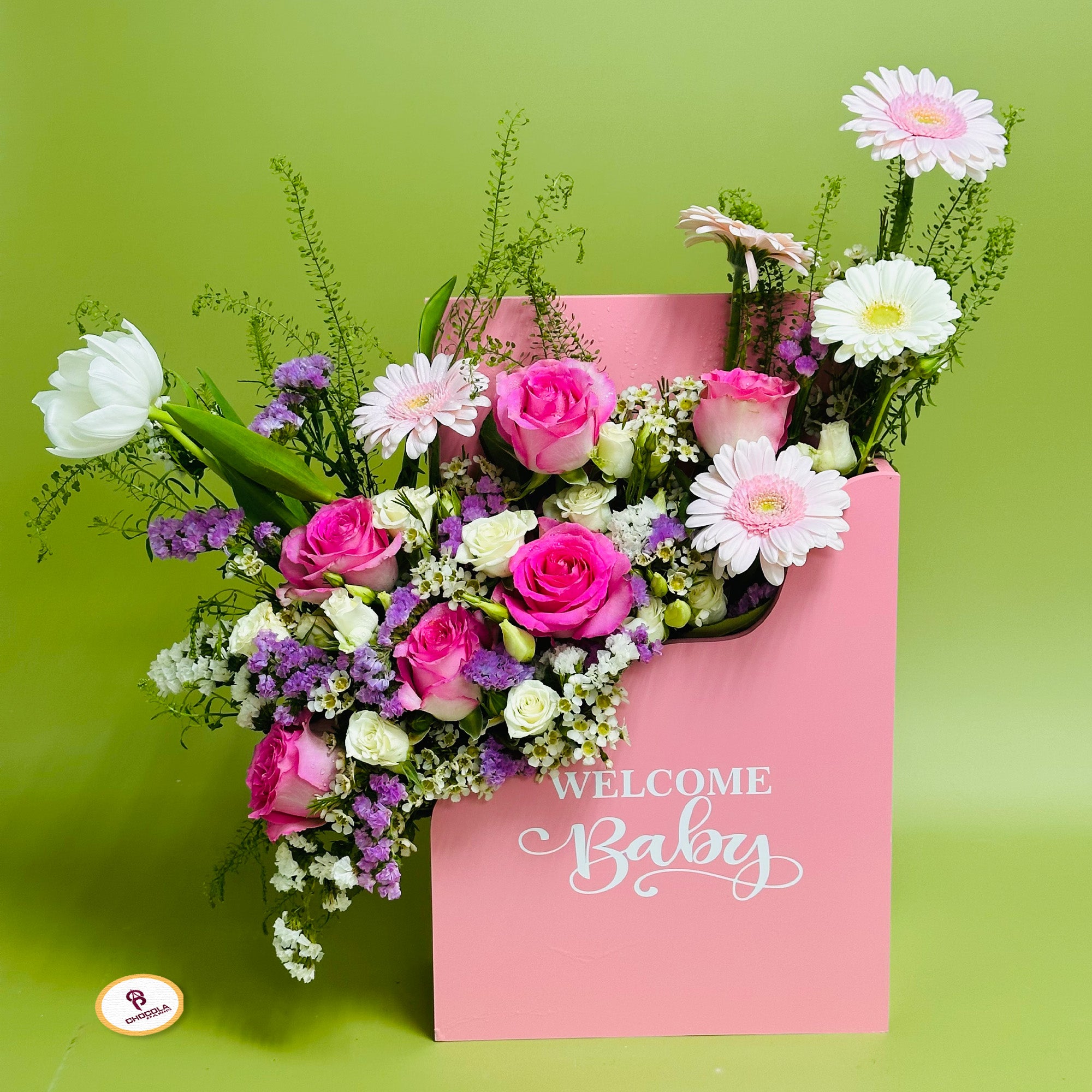 Welcome Baby girl floral arrangement