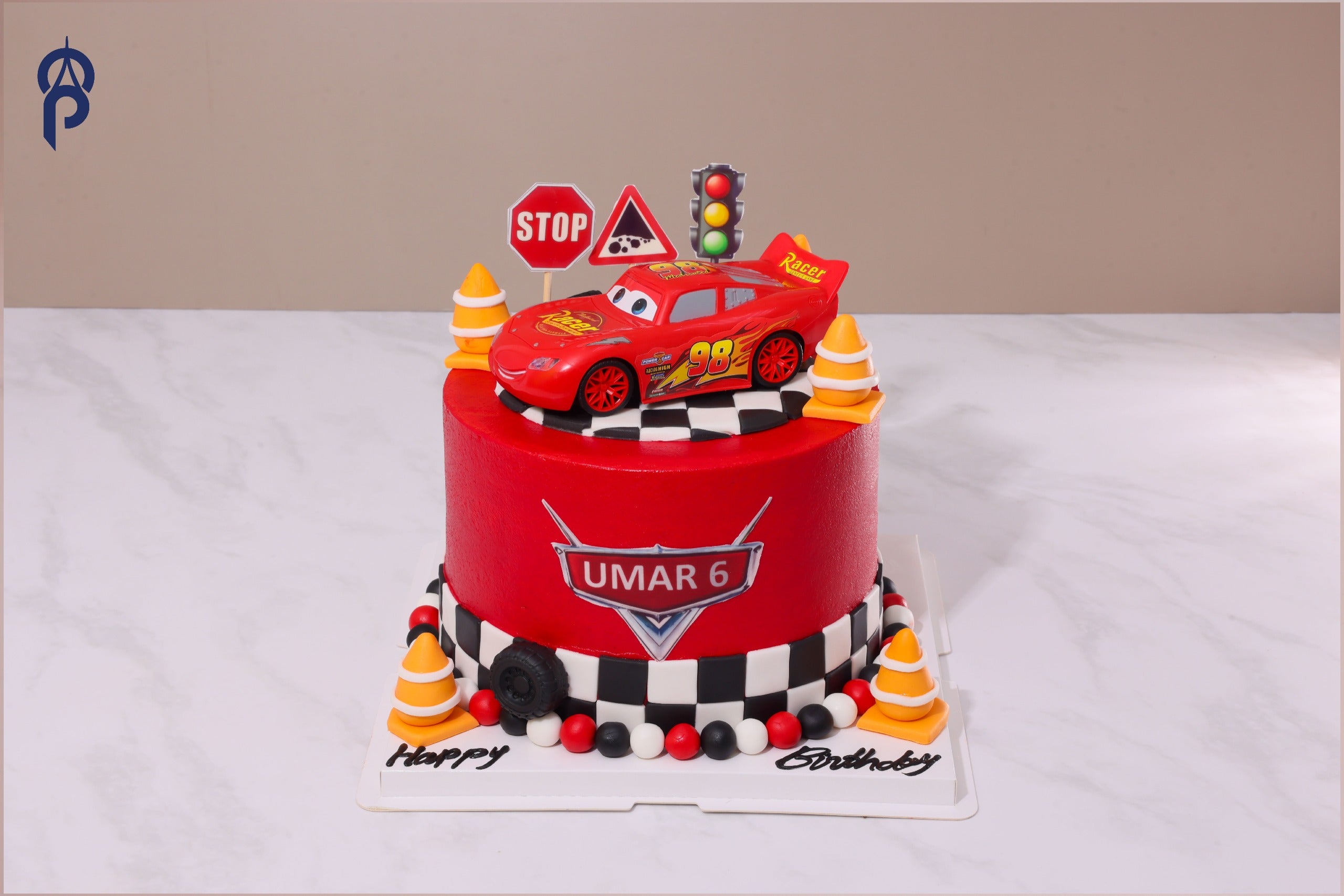 mcqueen car theme cake