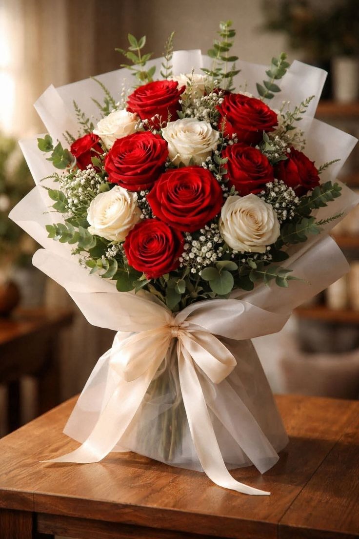 Scarlet Ivory Elegance Bouquet