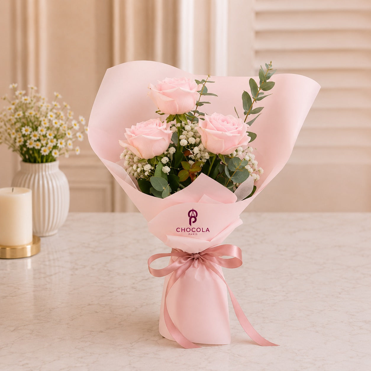 Blush Trio Rose Bouquet