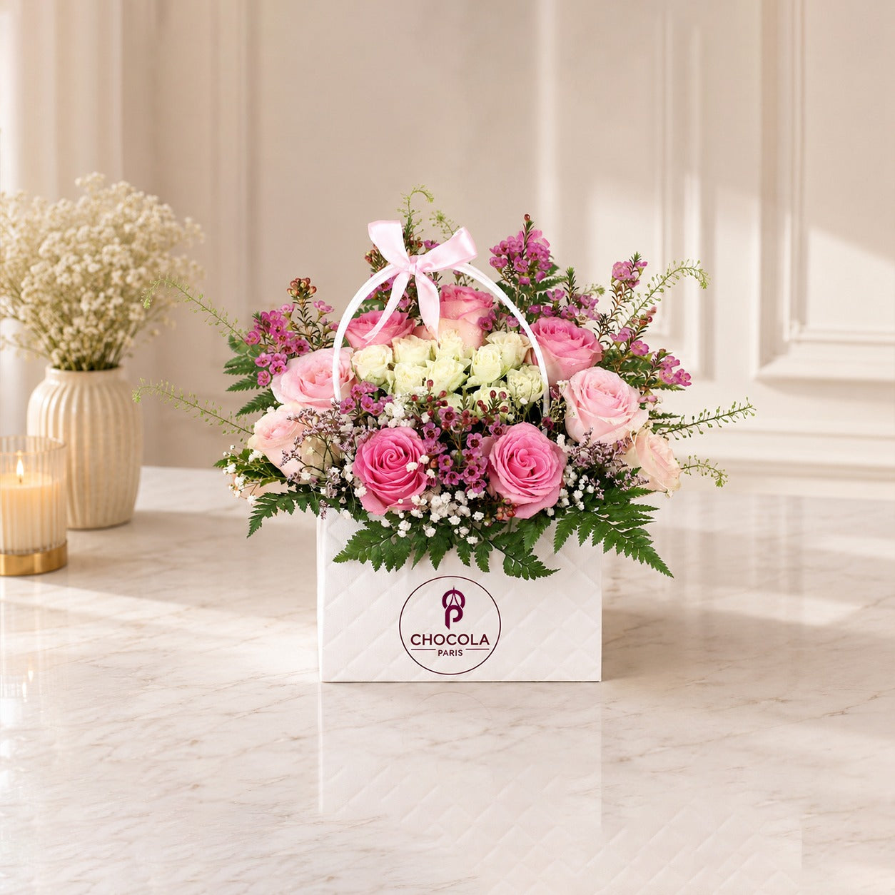 Blush Garden Floral Basket