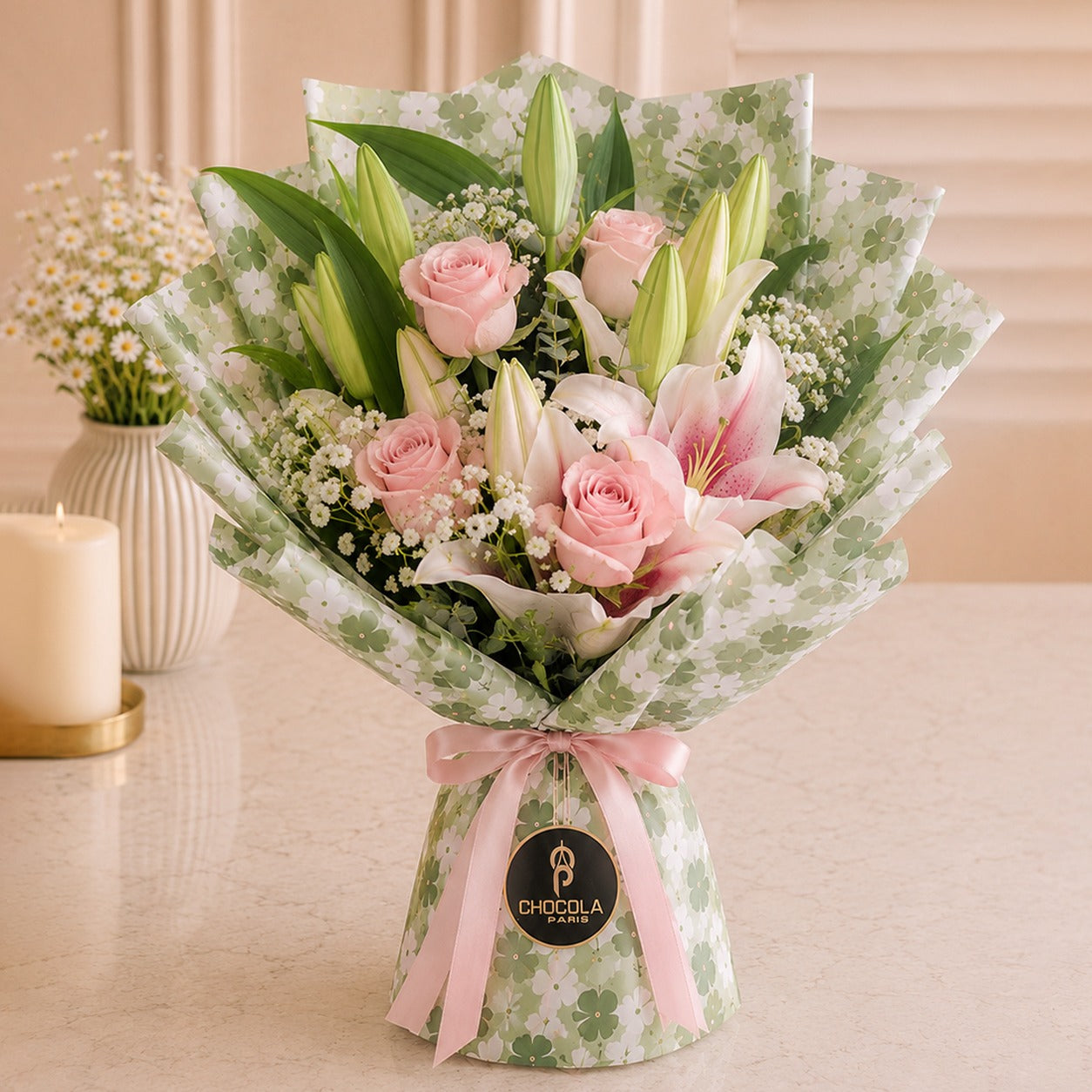 Spring Blossom Lily & Rose Bouquet