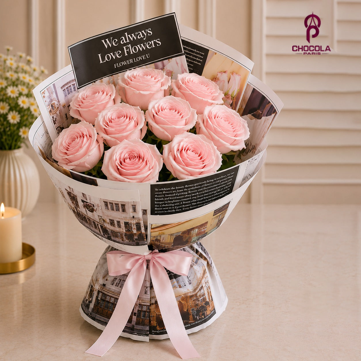 Paris Blush Rose Bouquet
