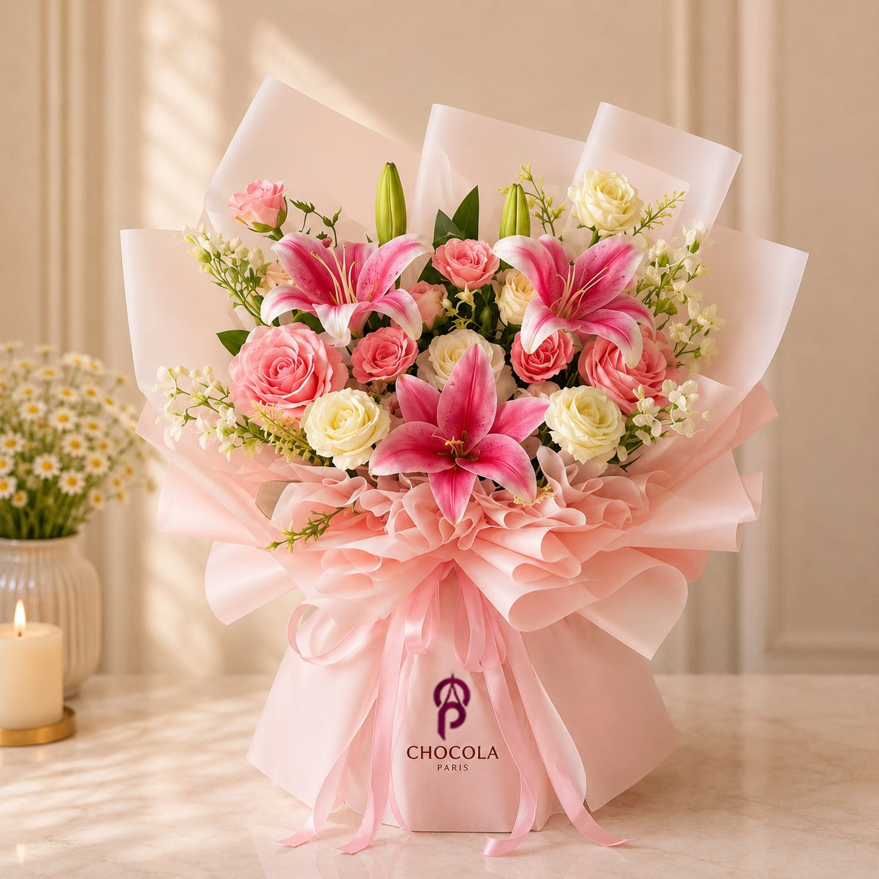 Pink Lily & Rose Harmony Bouquet