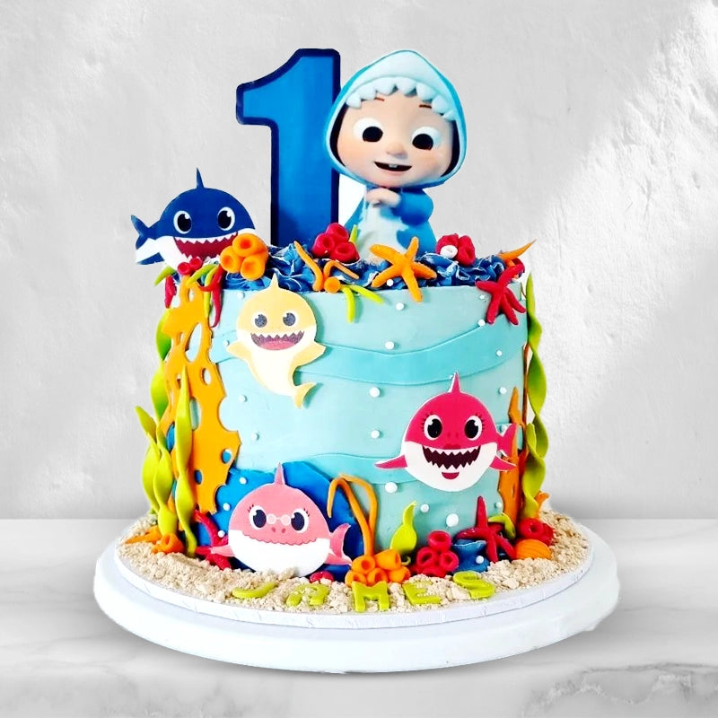 Masha & Baby Shark Combo Beauty cake in Qatar