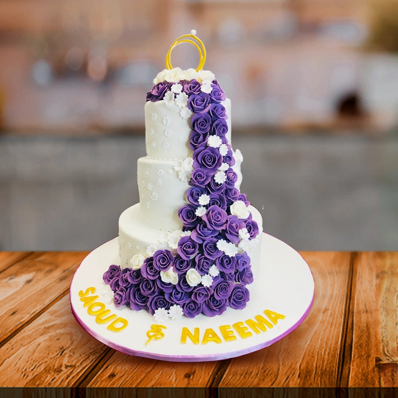 Purple & White Engagement Day Cake