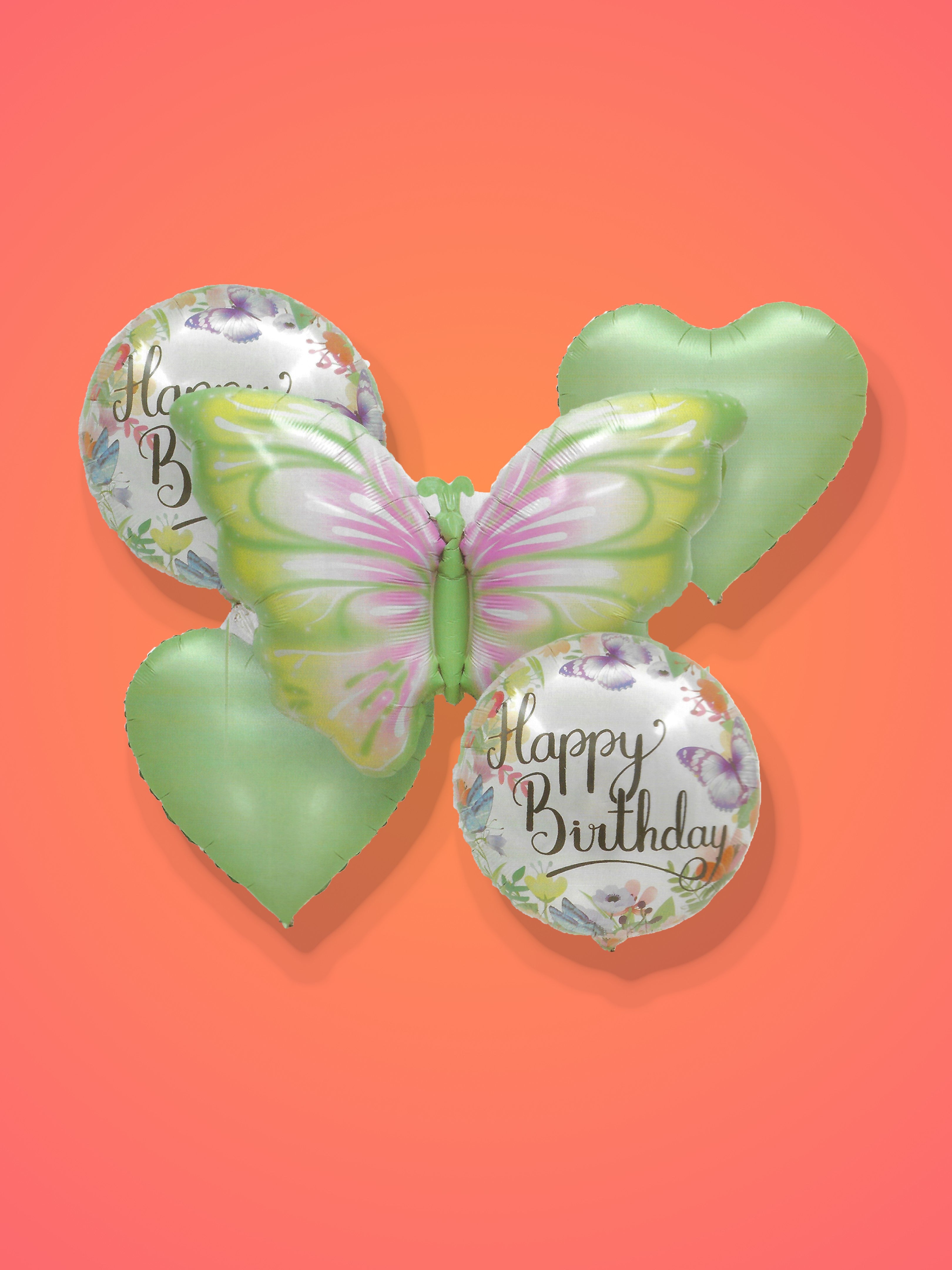 Butterfly & Floral Happy Birthday Helium Balloon Set