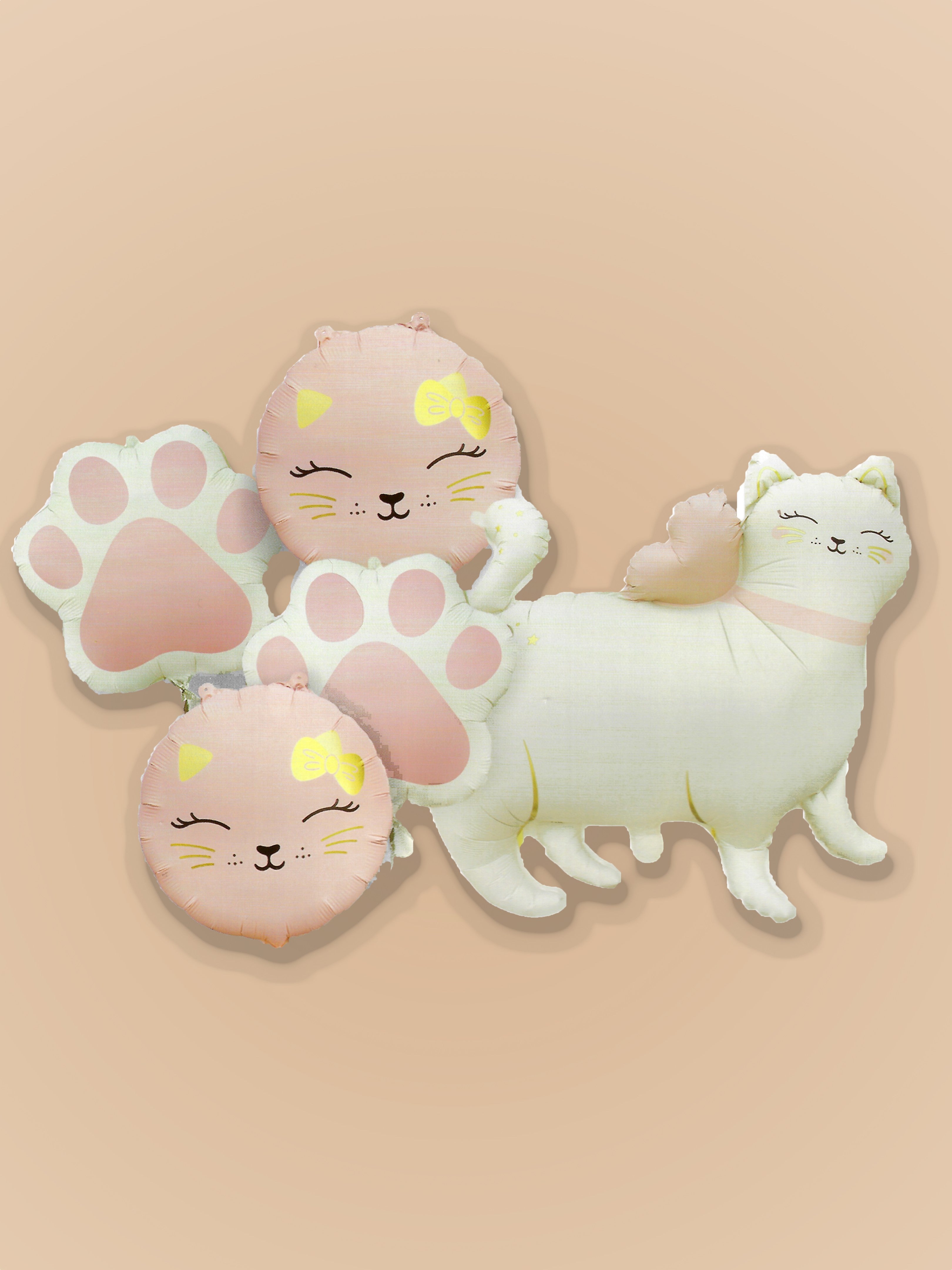 Cute Cat & Paw Helium Balloon Set