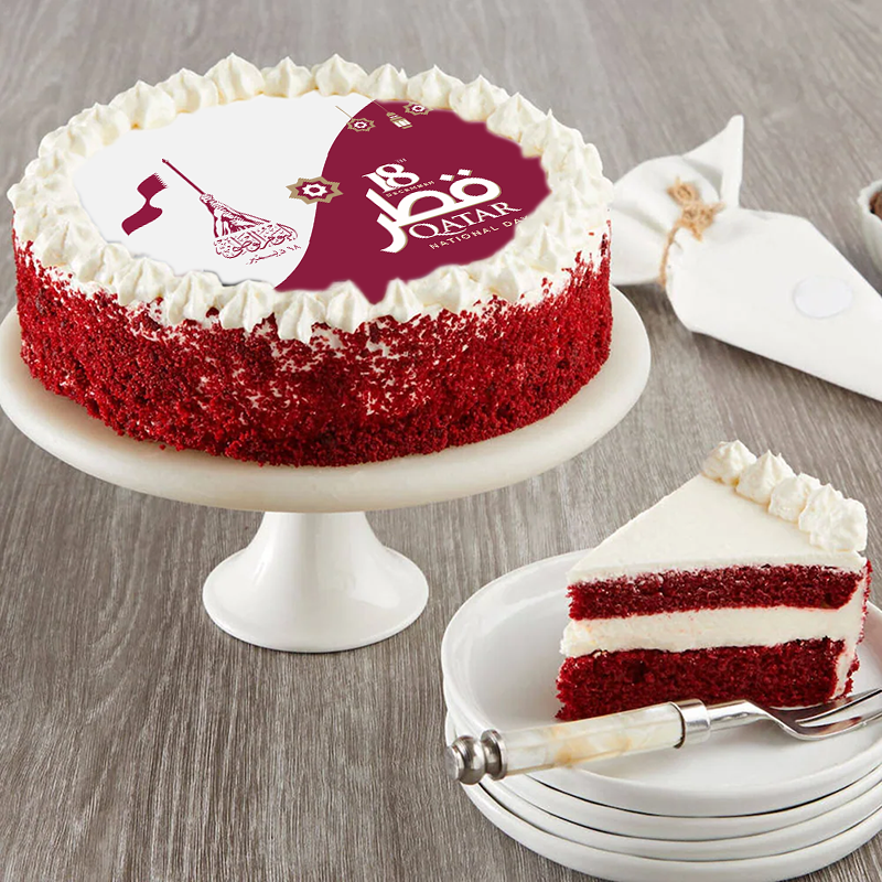 National Day Theme Red Velvet Cake in Qatar