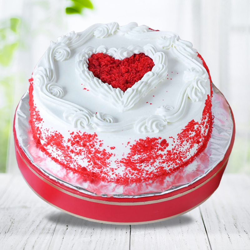 Red Velvet Cake with designer Heart in Qatar