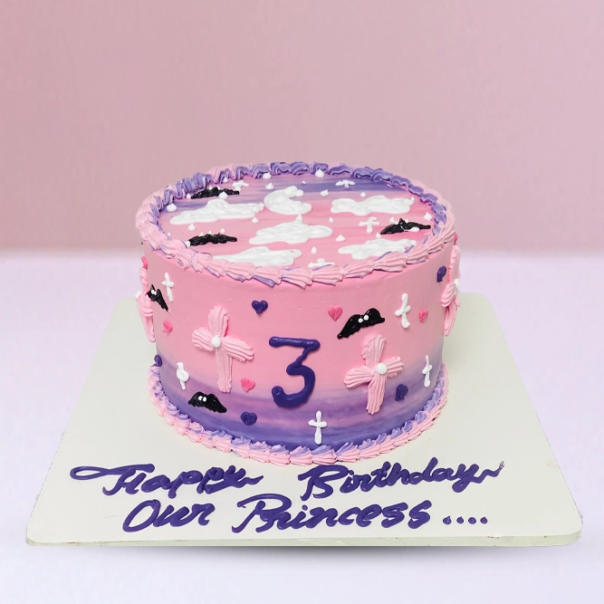 Floral Pink Birthday Cake in Qatar