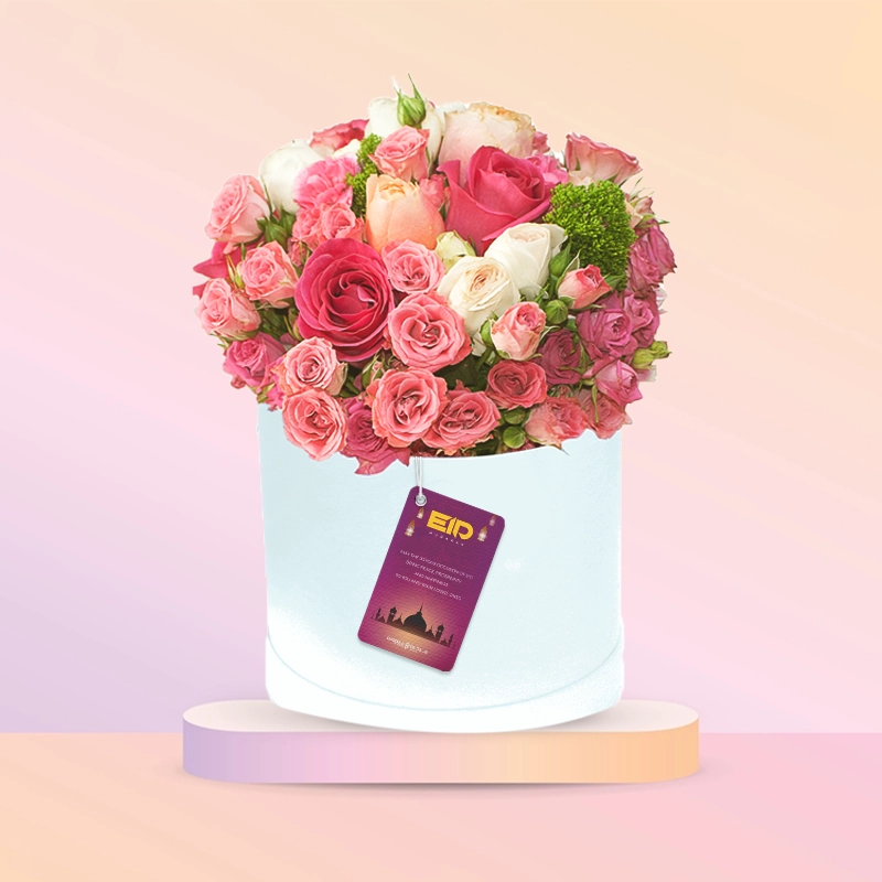Elegant Colorful Rose Bouquet with Eid Greeting card in Qatar