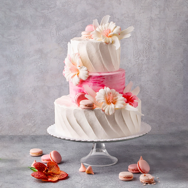 Classic Pink & White Wedding Day Cake in Qatar